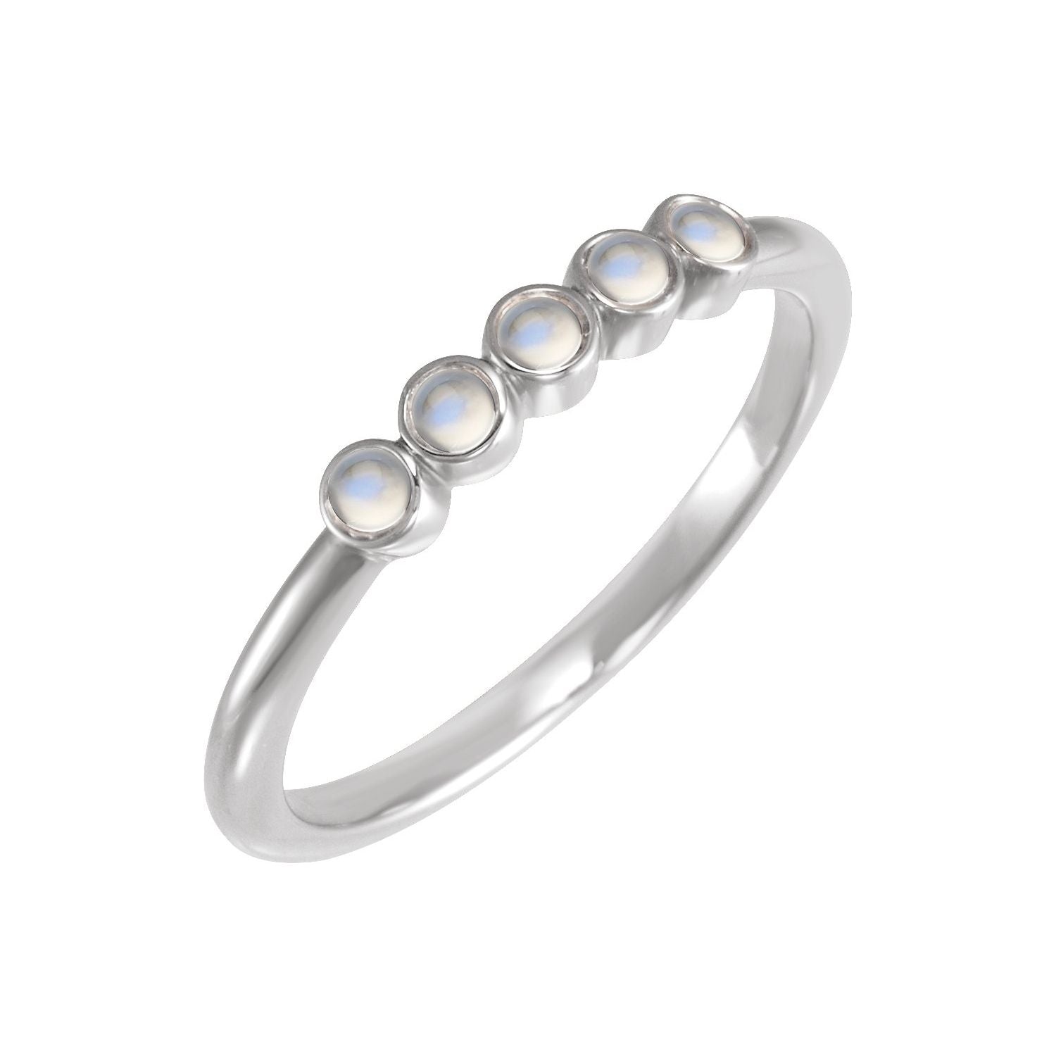 Rainbow Moonstone Graduated Stackable Ring in 14K White Gold - natural rainbow moonstone