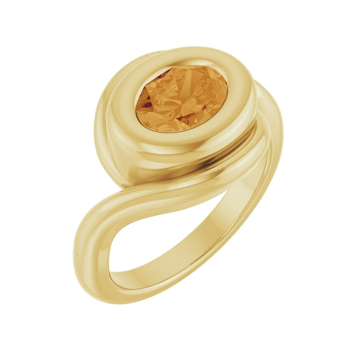 Citrine Open Bypass Ring in 14K Yellow Gold