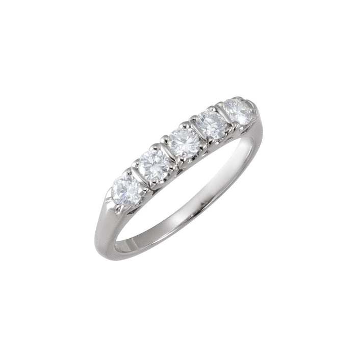 White Gold five-stone diamond wedding band with 5 top-set round lab-grown diamonds