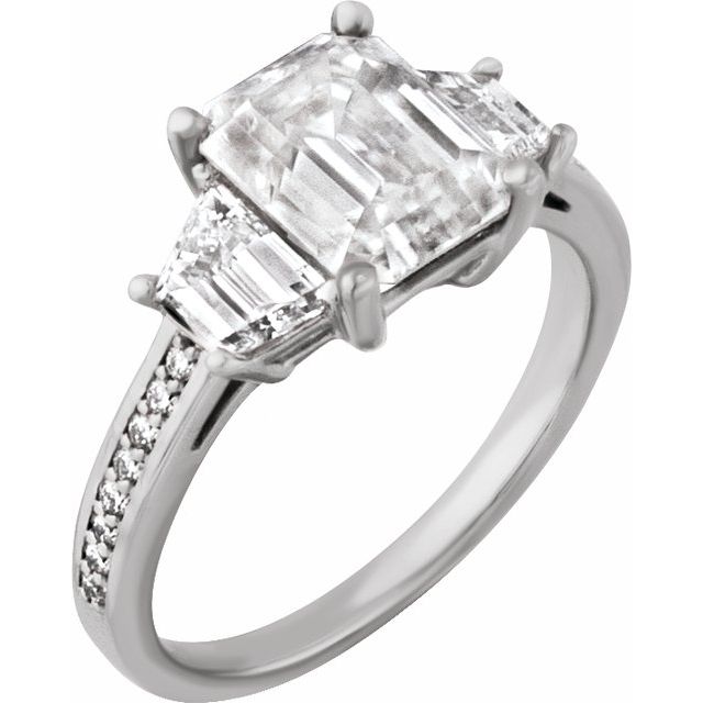2.0 ct Emerald Lab-Grown Diamond Half-Moon Three-Stone Engagement Ring