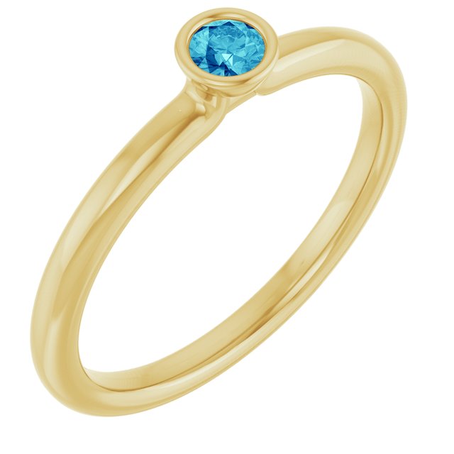 Blue Zircon Birthstone Stackable Ring in 14K Yellow Gold