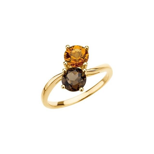 Duet Two-Stone Round Citrine Ring