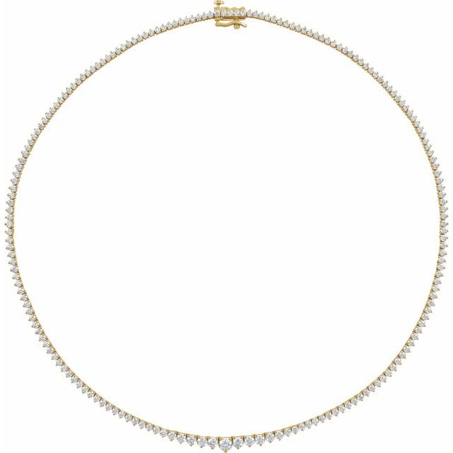 6 5/8 ct natural diamond tennis necklace in 14k yellow gold