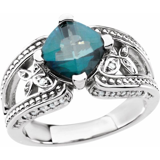 Cushion Opal Butterfly Accented Ring