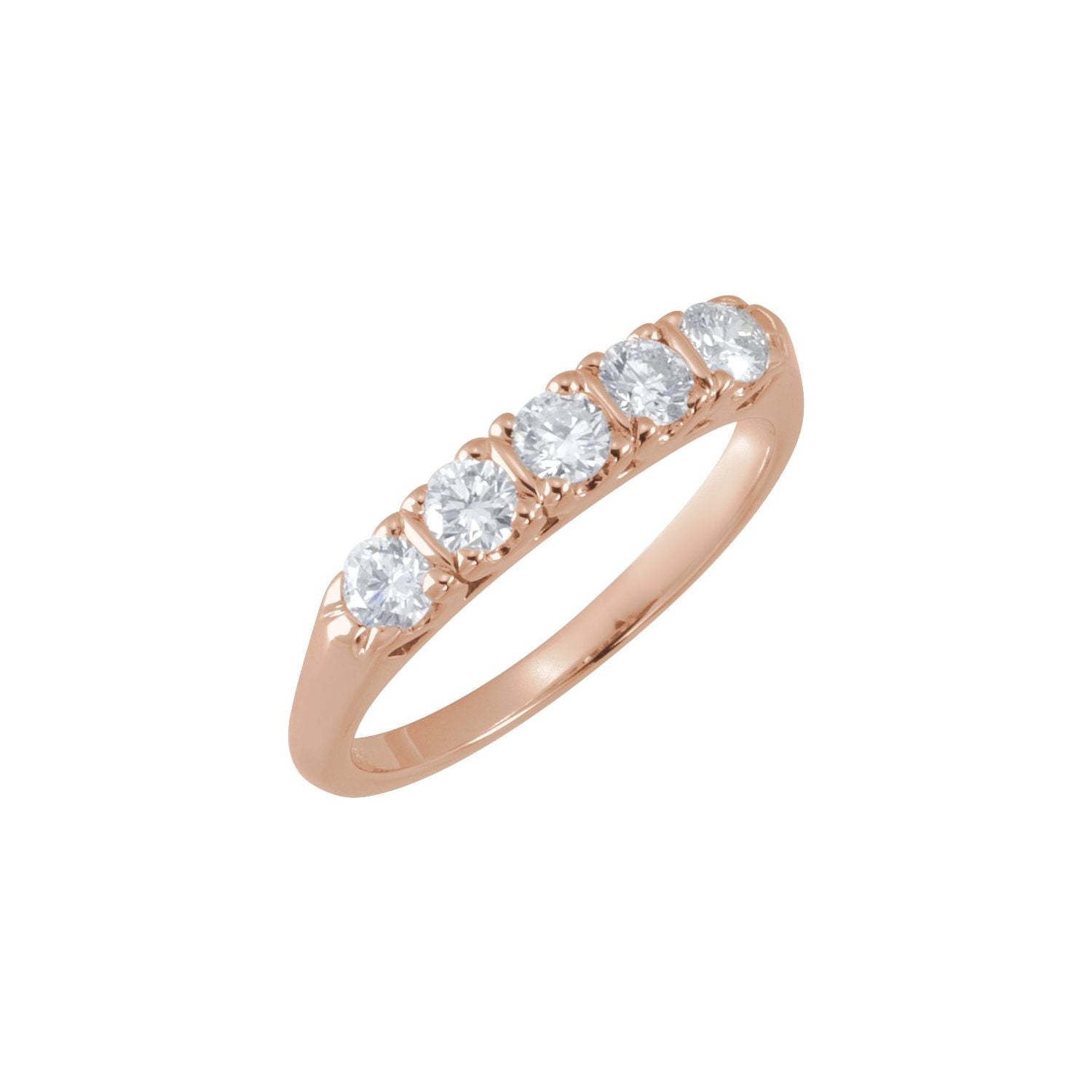 Rose Gold round diamond five-stone diamond anniversary band