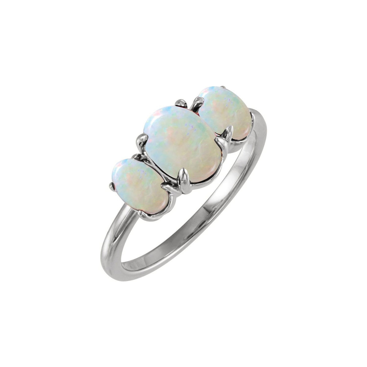 Ethiopian Opal Toi-et-Moi Ring in 14K White Gold - natural opal