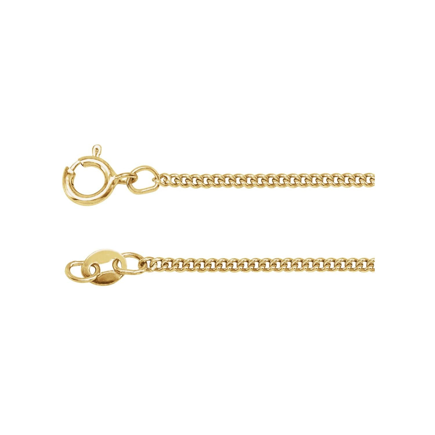 14K Yellow Gold 1.6 mm curb chain with spring ring necklace