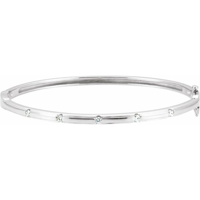 petite diamond bangle bracelet in 14k white gold