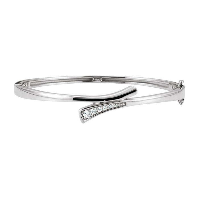 14K White Gold channel-set diamond bangle bracelet