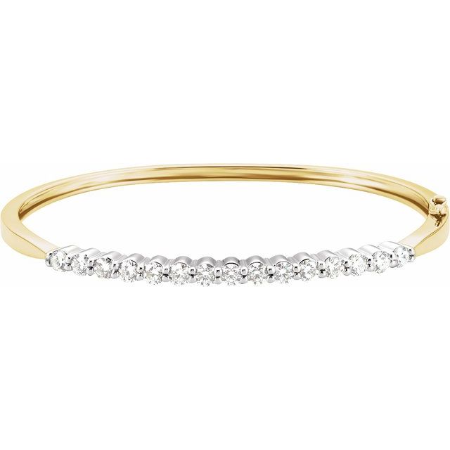 two-tone pave diamond bangle bracelet in 14k yellow/white gold