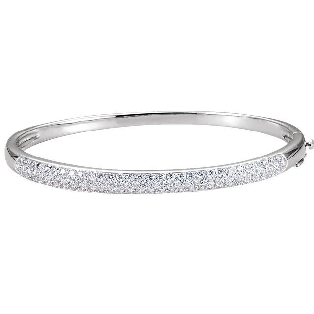 milgrain diamond bangle bracelet in 14k white gold