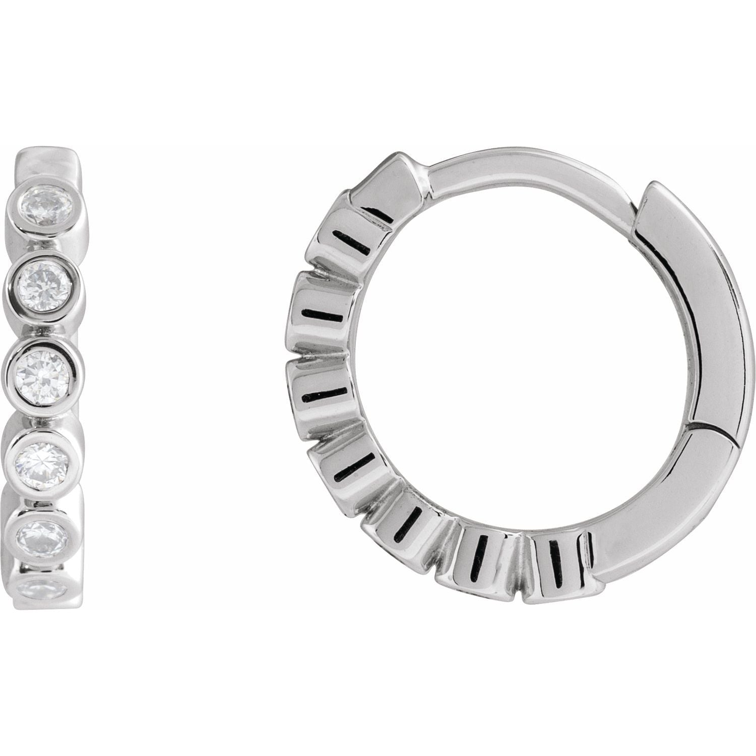 Hinged Lab-Grown Diamond Hoop Earrings (15 mm) in 14K White Gold