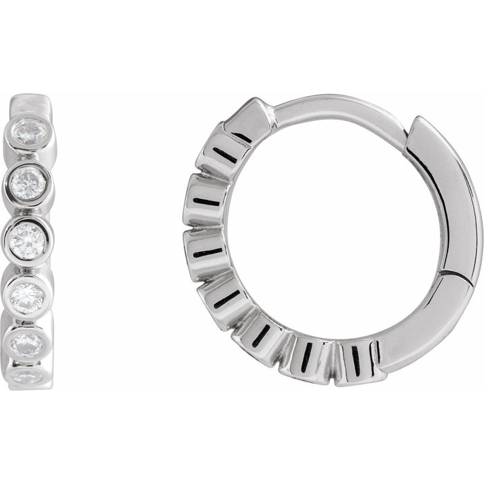 Hinged Lab-Grown Diamond Hoop Earrings (15 mm) in 14K White Gold