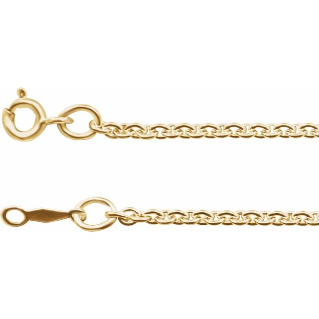 2mm cable chain necklace in 14k yellow gold, 16"