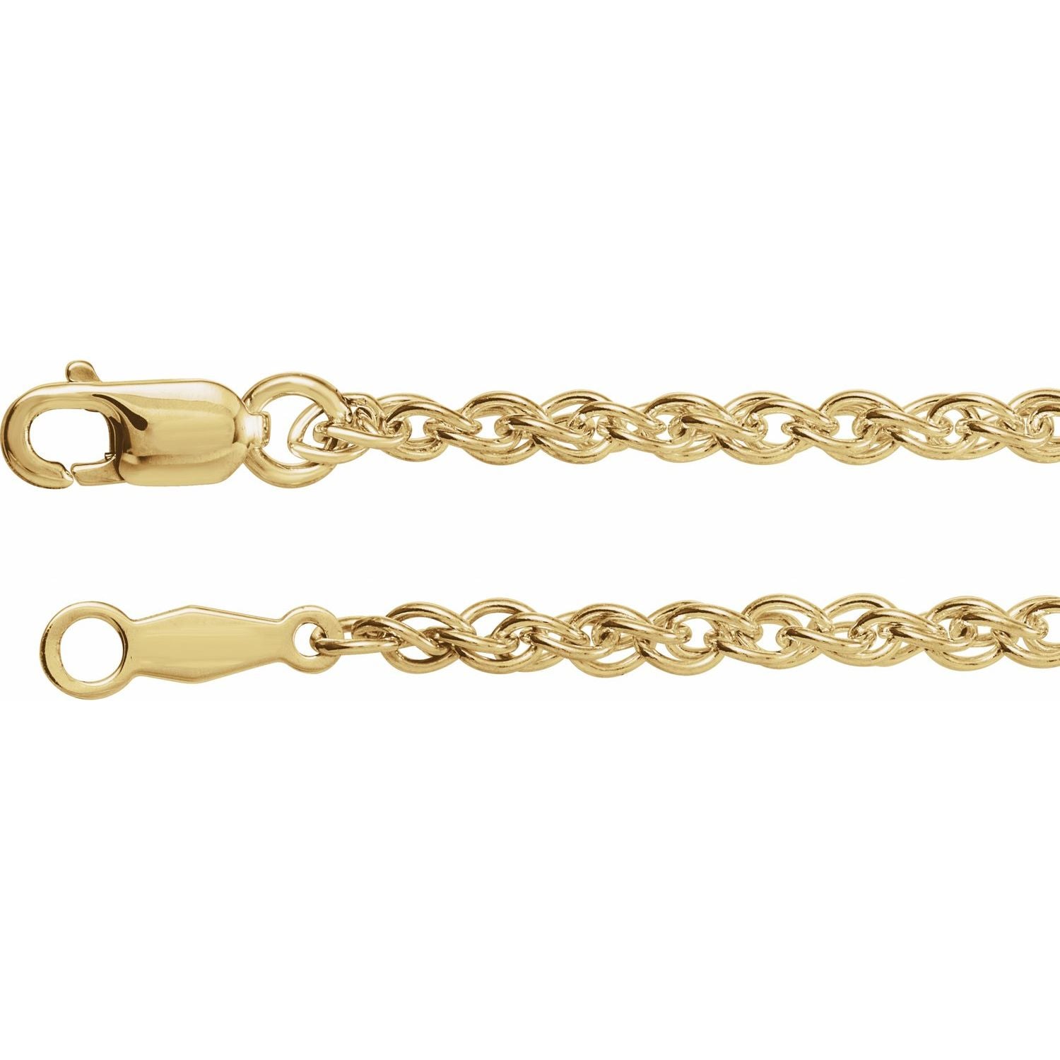 14K Yellow Gold 2 mm rope chain necklace