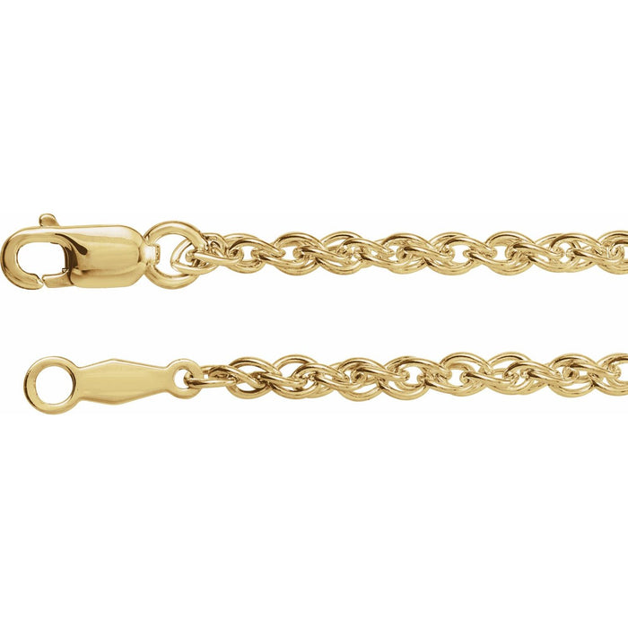 14K Yellow Gold 2 mm rope chain necklace