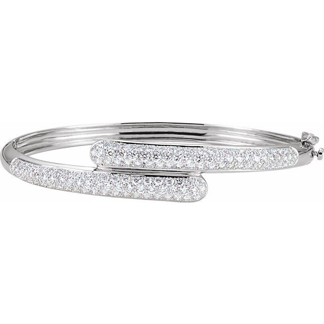 statement diamond bangle bracelet in 14k white gold