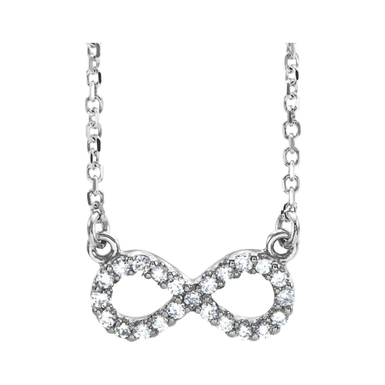 14K White Gold 1/6 ct natural diamond infinity pendant necklace