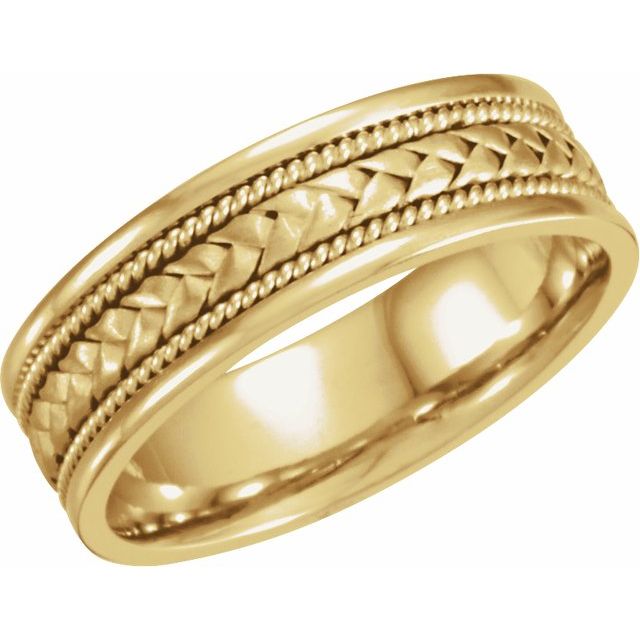 Hand-Woven Rope Men's Wedding Band, 6.75 mm width