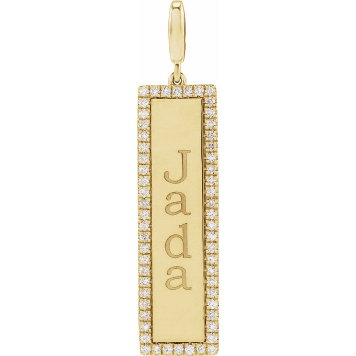 Engraving example — your name engraved on the pavé diamond bar