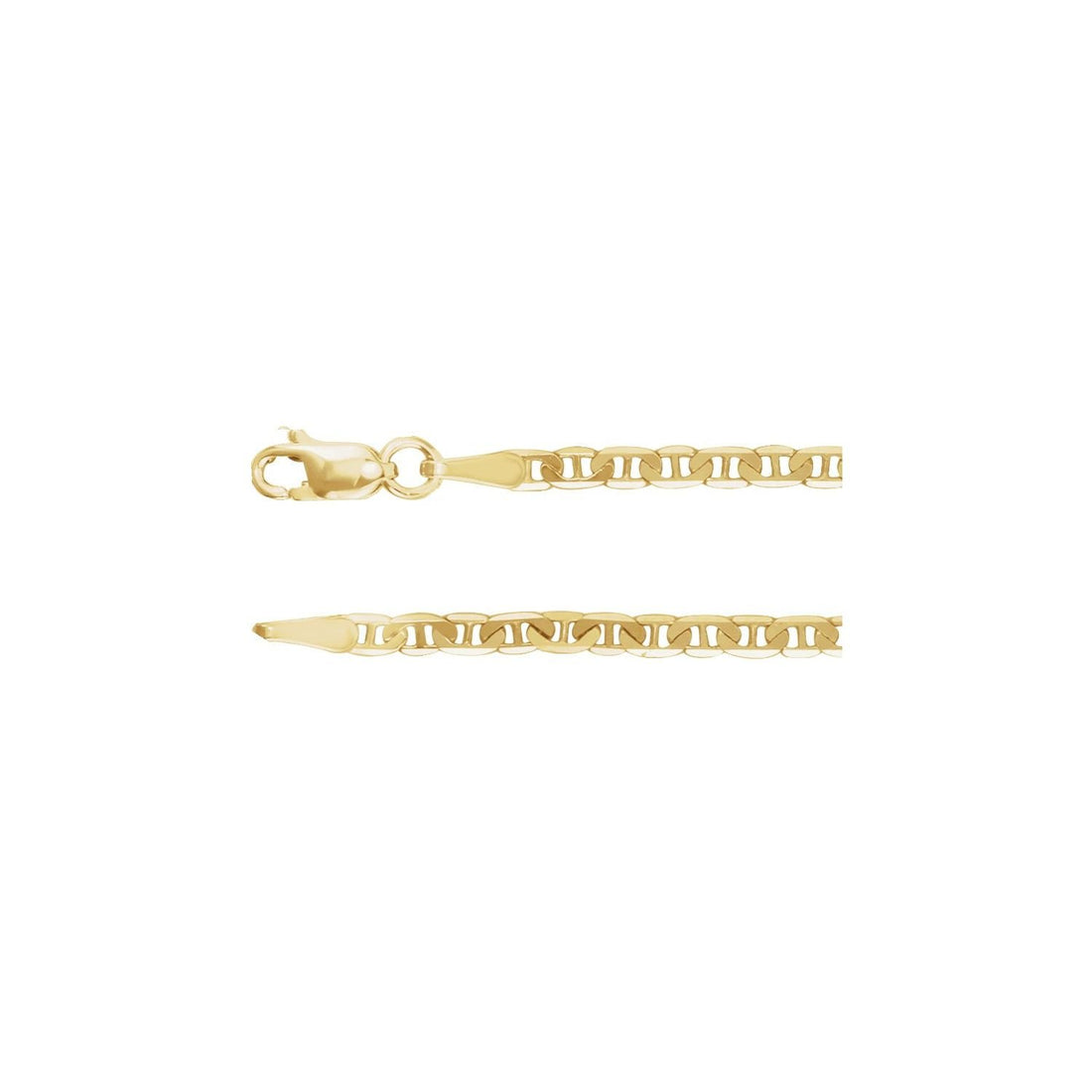 14k gold curbed anchor chain necklace · 2.25 mm in 14k Yellow Gold