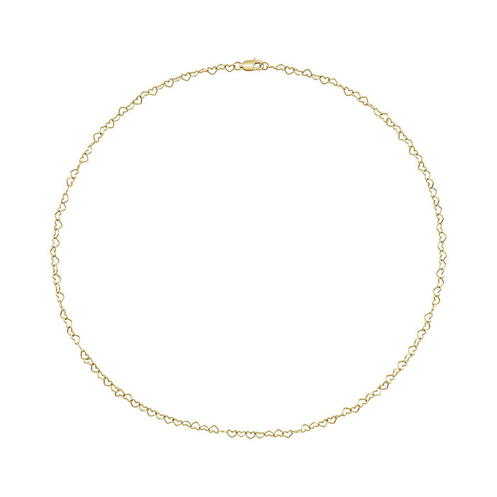 14K Gold Heart Cable Chain Anklet in 14K Yellow Gold view 2