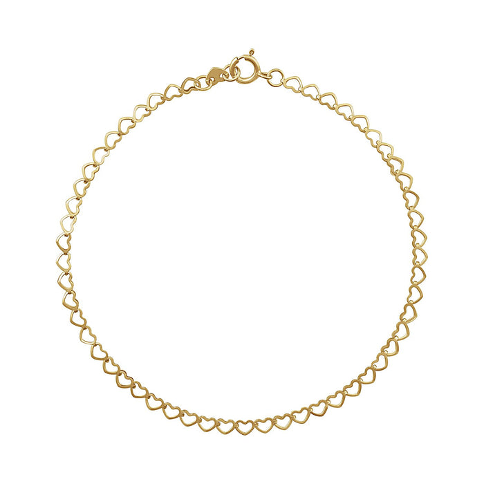 14K Gold Heart Link Anklet in 14K Yellow Gold view 2