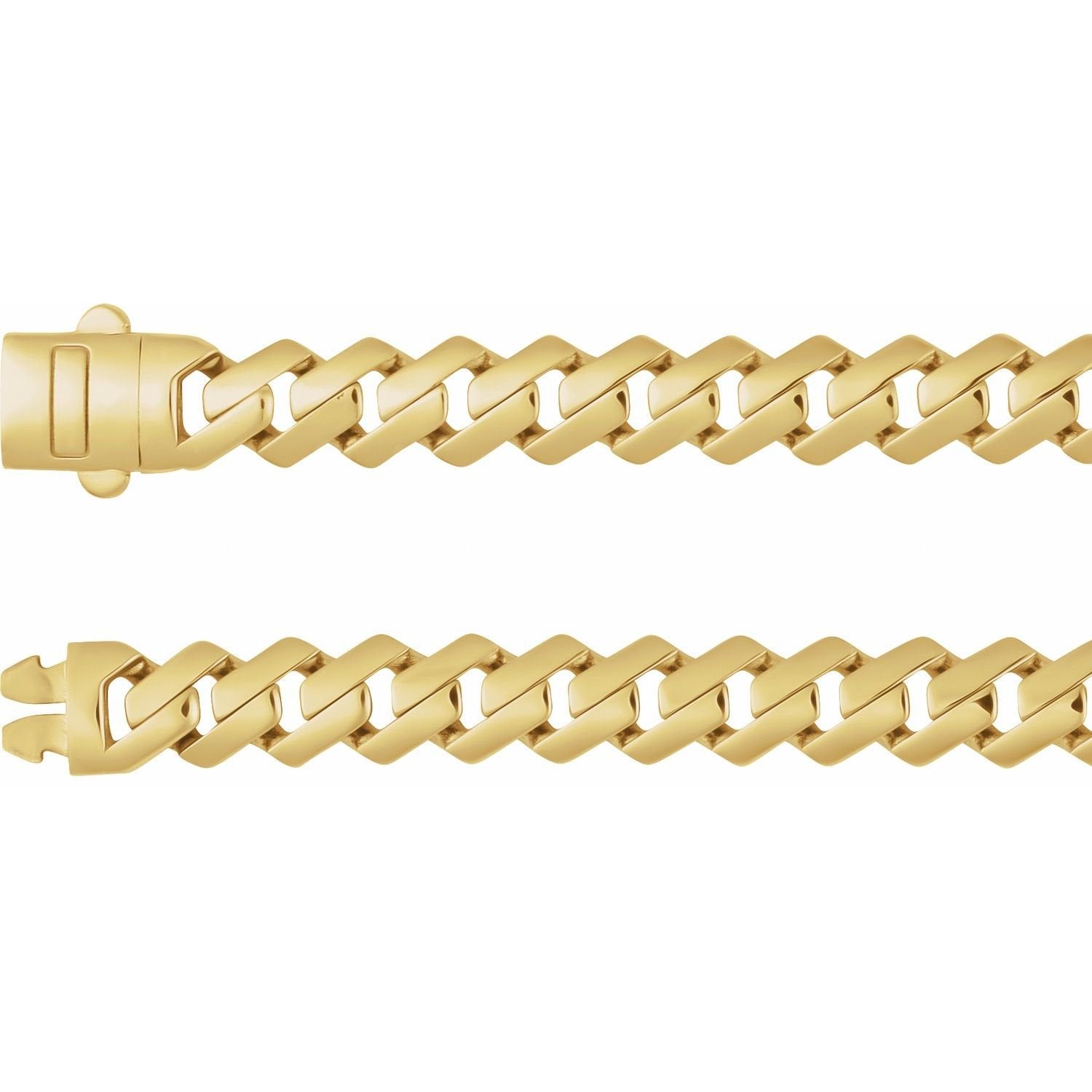 14k gold monaco-edge cuban curb bracelet · 7.4 mm in 14k Yellow Gold