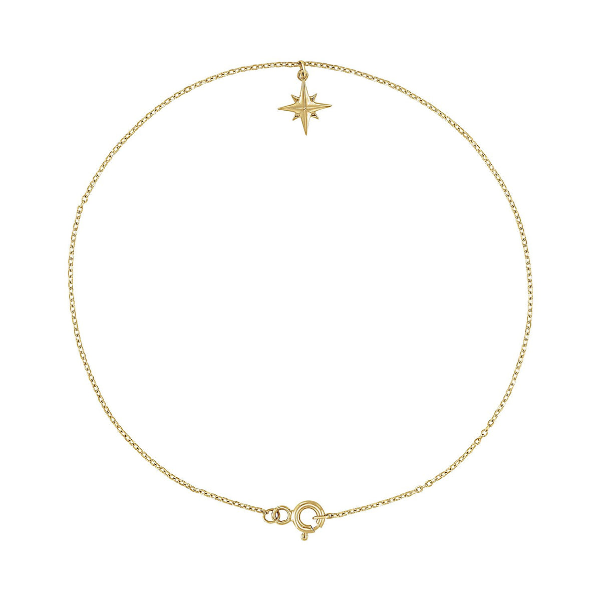 14K Gold Star Anklet in 14K Yellow Gold
