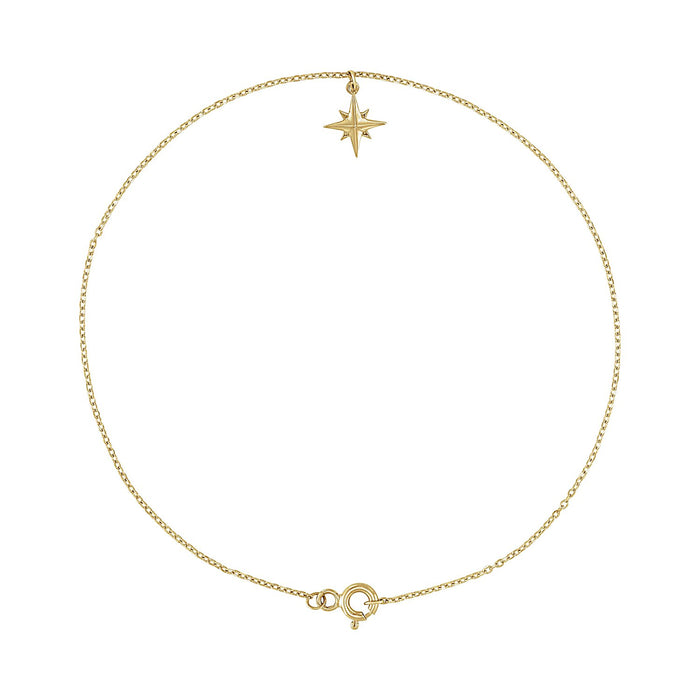 14K Gold Star Anklet in 14K Yellow Gold