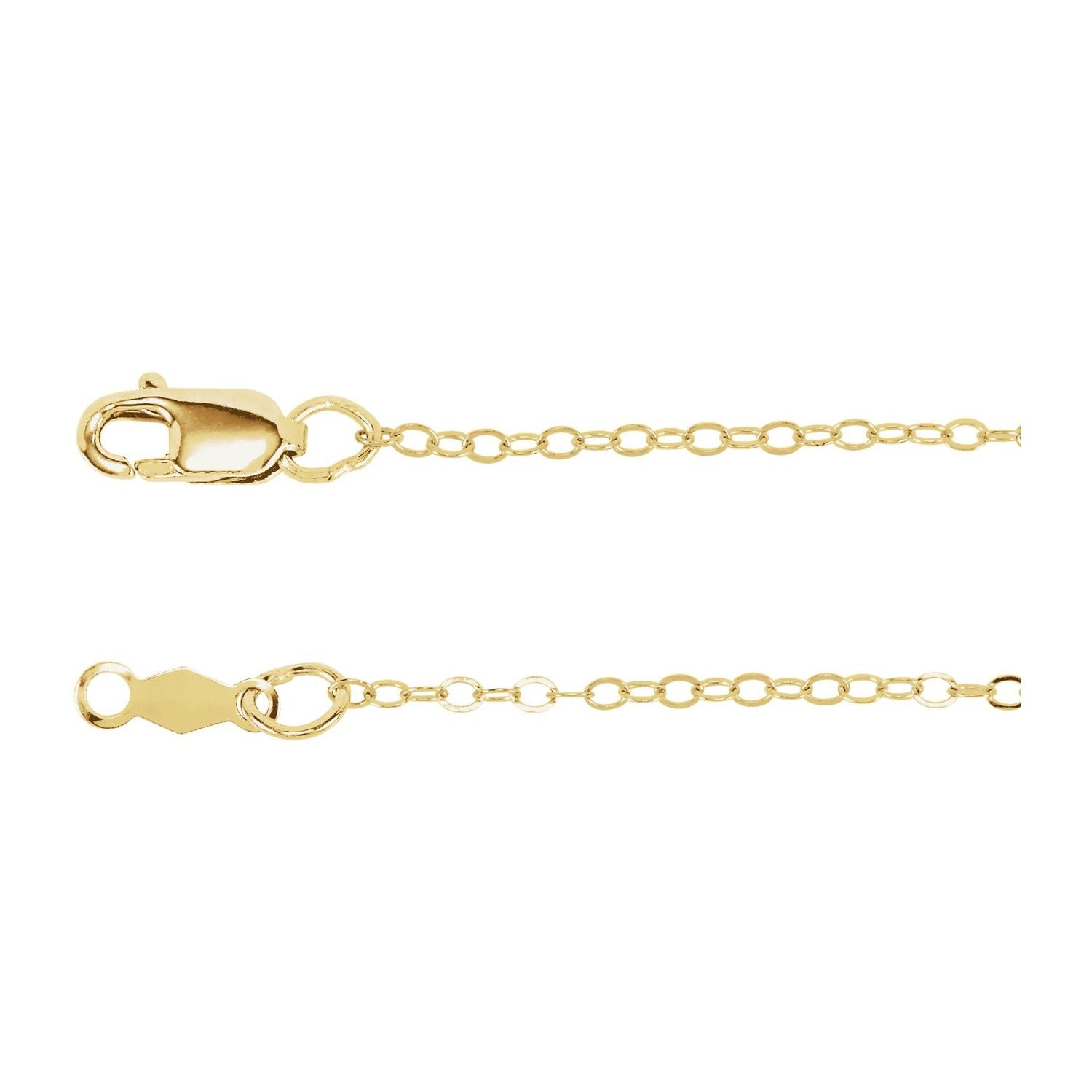 14K Yellow Gold 1.3 mm flat cable necklace