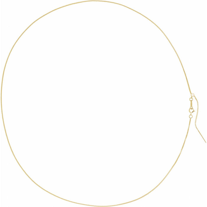 14K Yellow Gold 1 mm adjustable threader box necklace