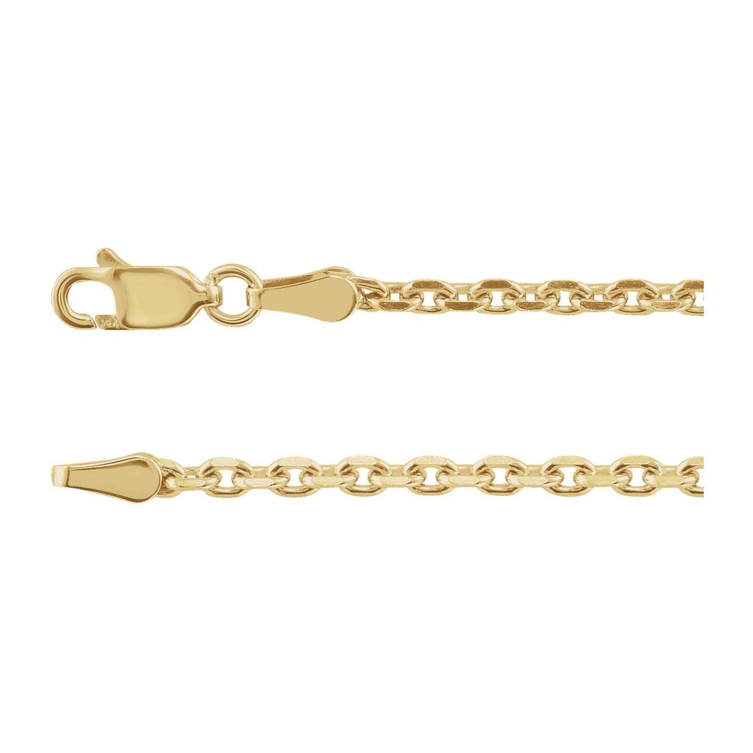 14K Yellow Gold 2.5 mm heavy diamond-cut cable necklace
