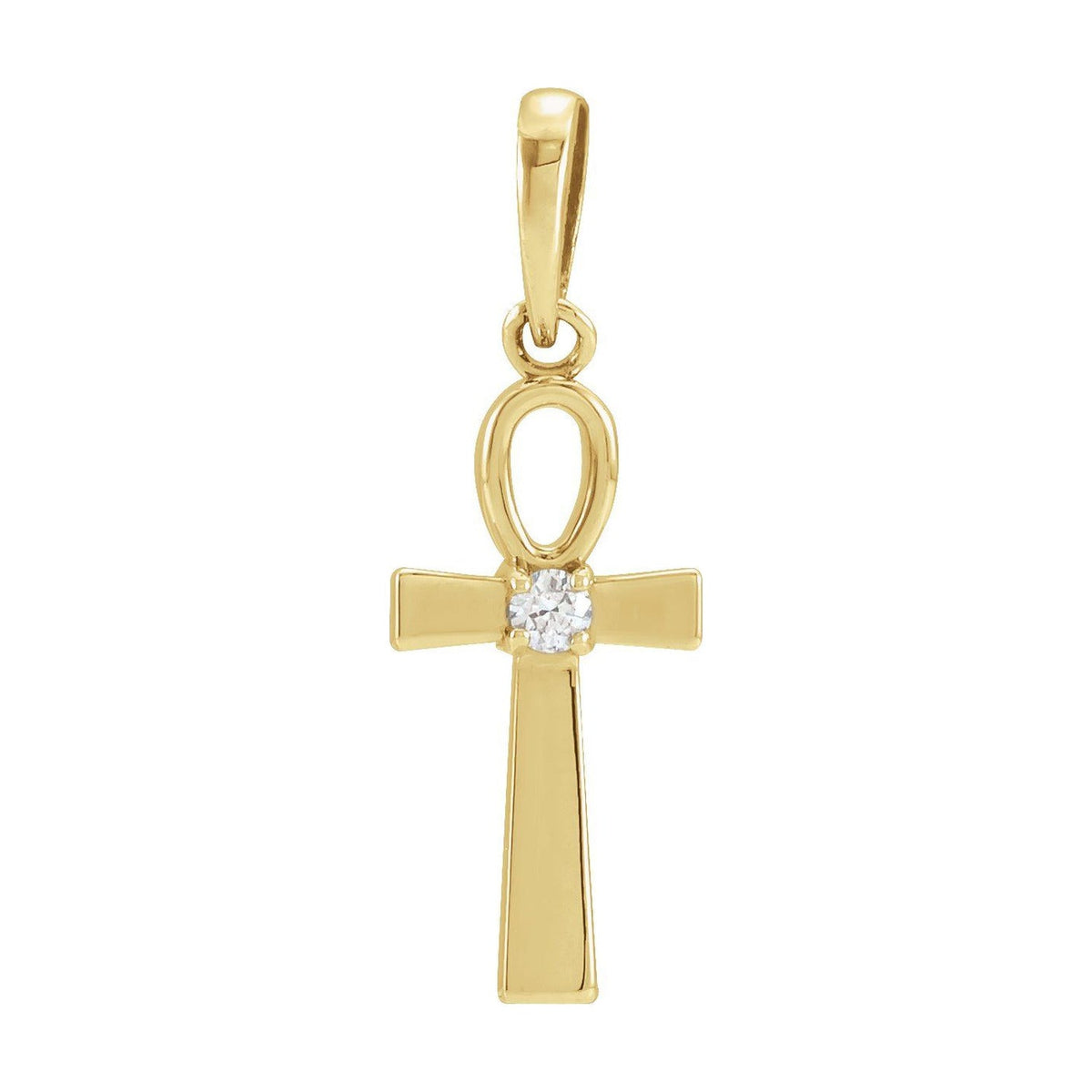Diamond Ankh Cross Pendant in 14K Yellow Gold