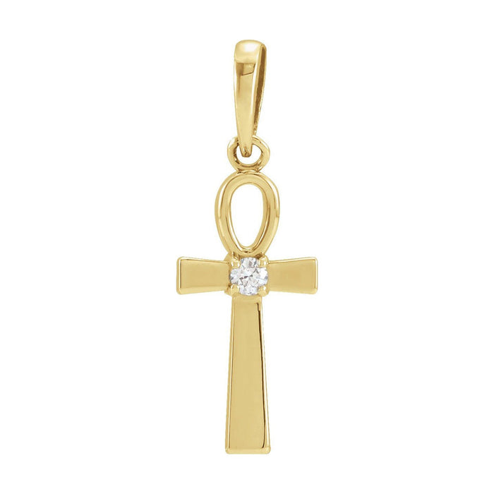 Diamond Ankh Cross Pendant in 14K Yellow Gold