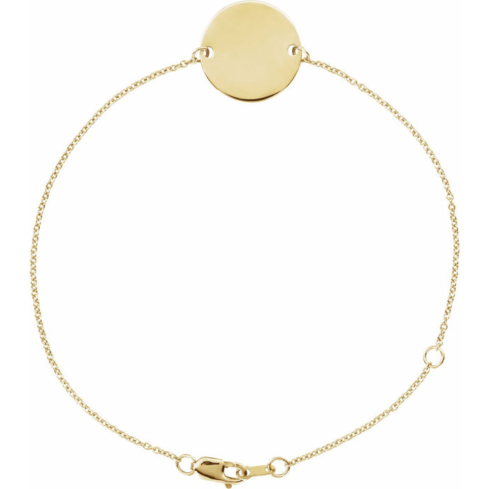 14k yellow gold engravable disc gold bracelet