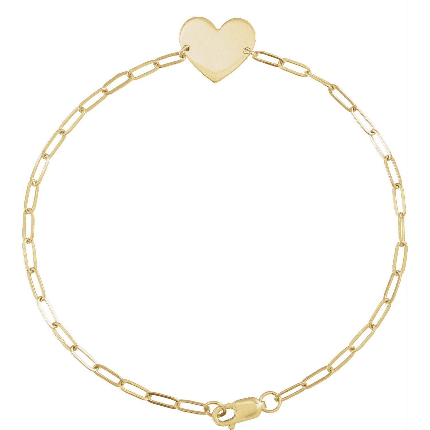 14k yellow gold engravable heart gold bracelet