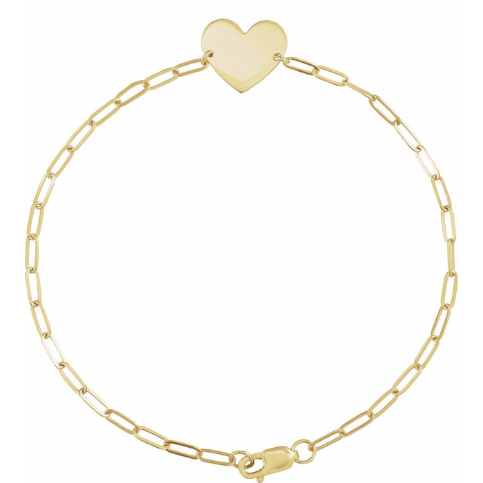 14k yellow gold engravable heart gold bracelet