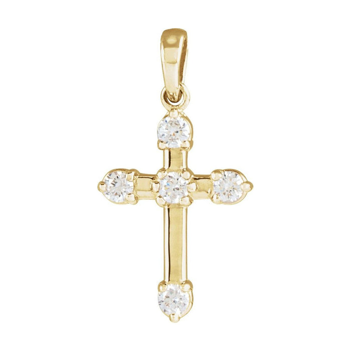 Five-Stone Diamond Cross Pendant in 14K Yellow Gold