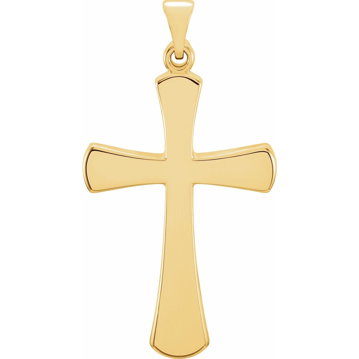 Flared Pattée Gold Cross Necklace pendant in 14K Yellow Gold, shown without its chain