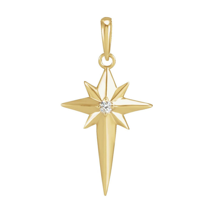 Northern Star Cross Pendant in 14K Yellow Gold