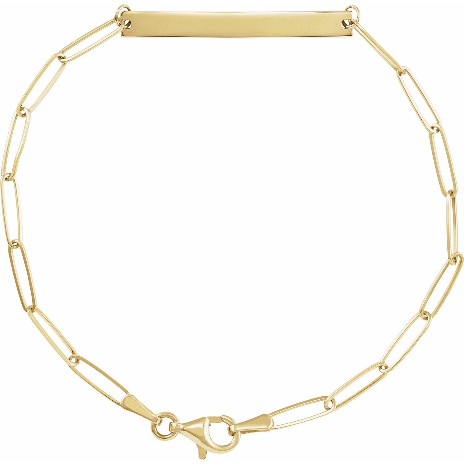 14k yellow gold paperclip id bar gold bracelet