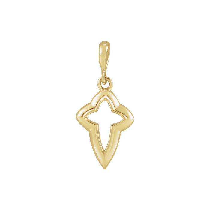 Petite Open Gold Cross Necklace pendant in 14K Yellow Gold, shown without its chain