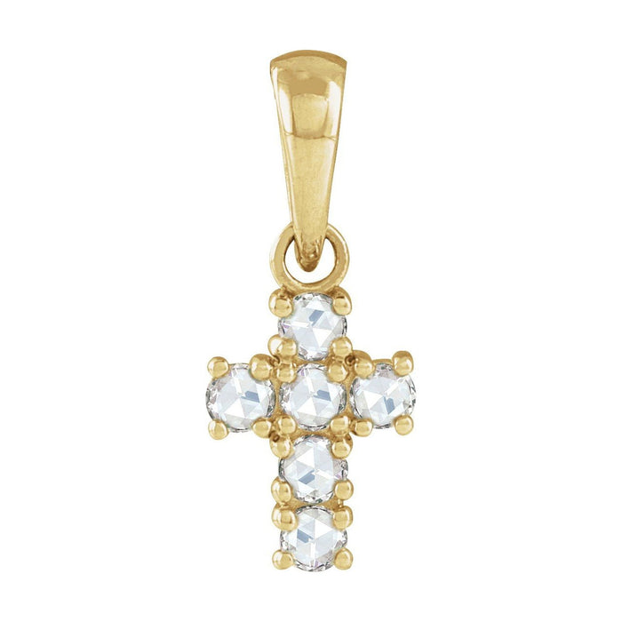 Rose-Cut Diamond Cross Pendant in 14K Yellow Gold
