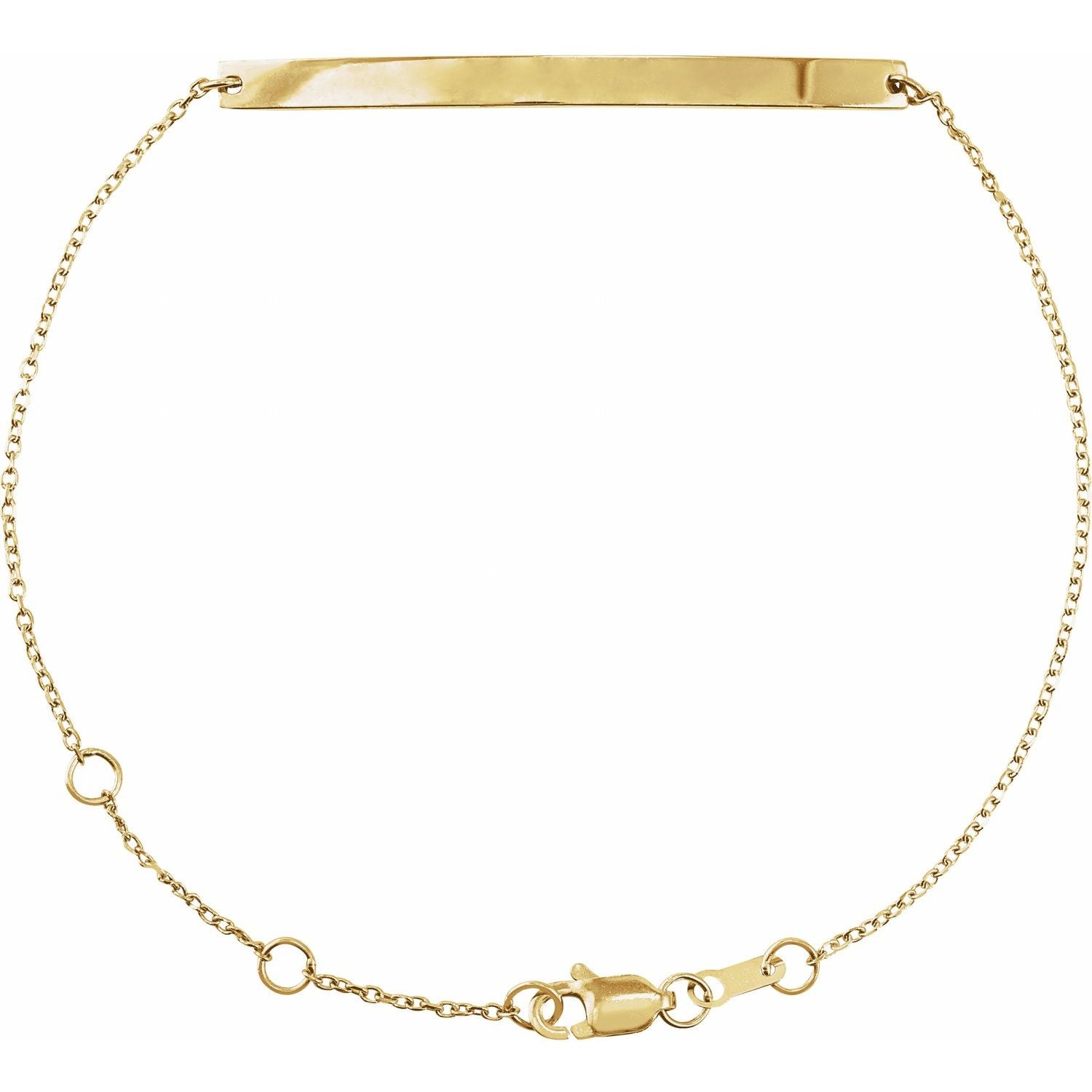 14k yellow gold skinny engravable bar gold bracelet