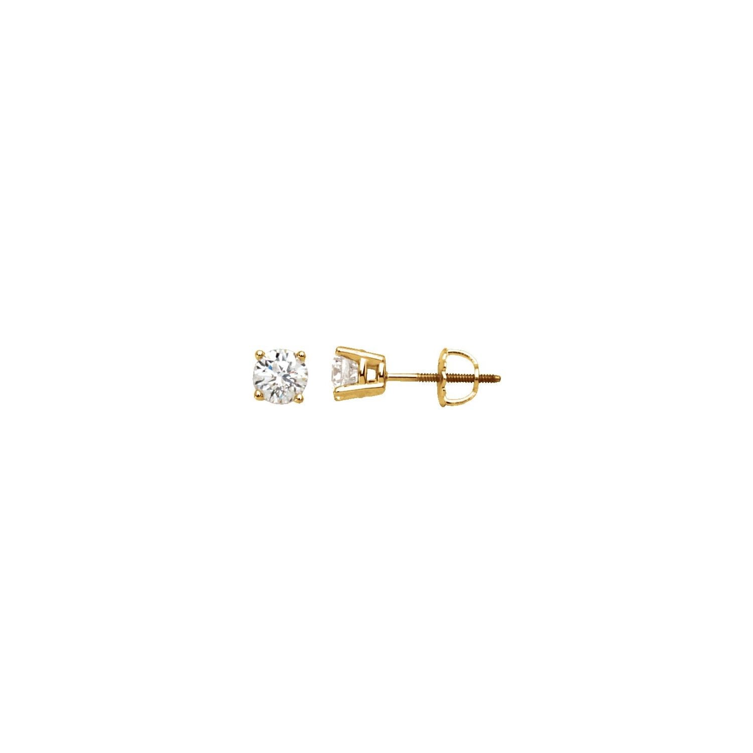 14K Yellow Gold 1/4 ct Round Diamond Solitaire Stud Earrings