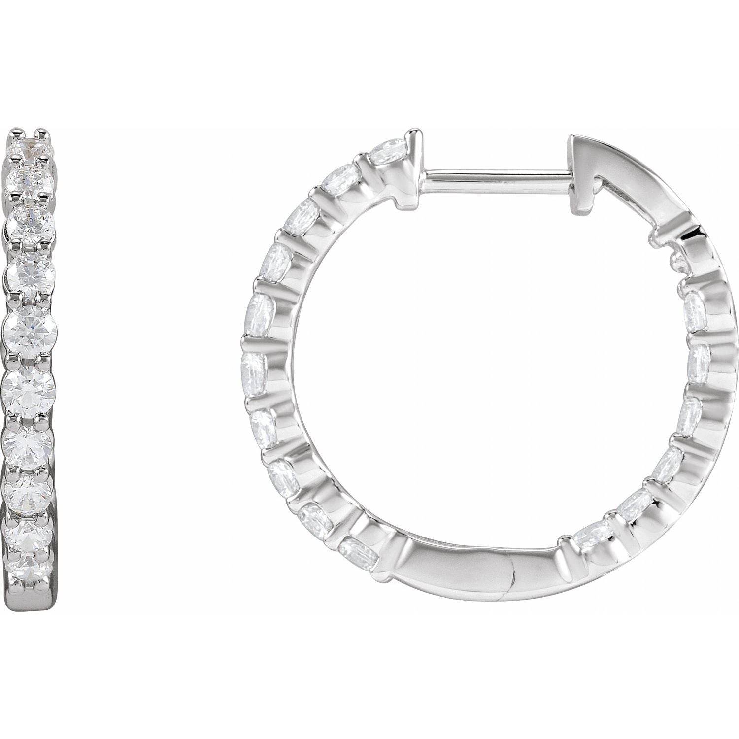 Inside-Out Lab-Grown Diamond Hoop Earrings in 14K White Gold, 1 ct