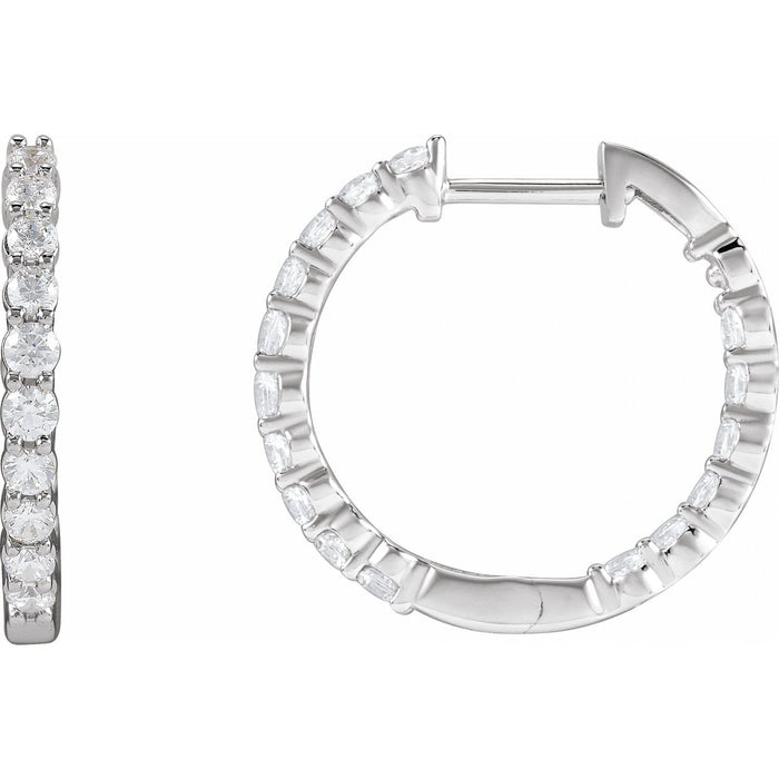 Inside-Out Lab-Grown Diamond Hoop Earrings in 14K White Gold, 1 ct