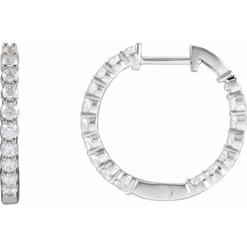 Inside-Out Lab-Grown Diamond Hoop Earrings in 14K White Gold, 1 ct
