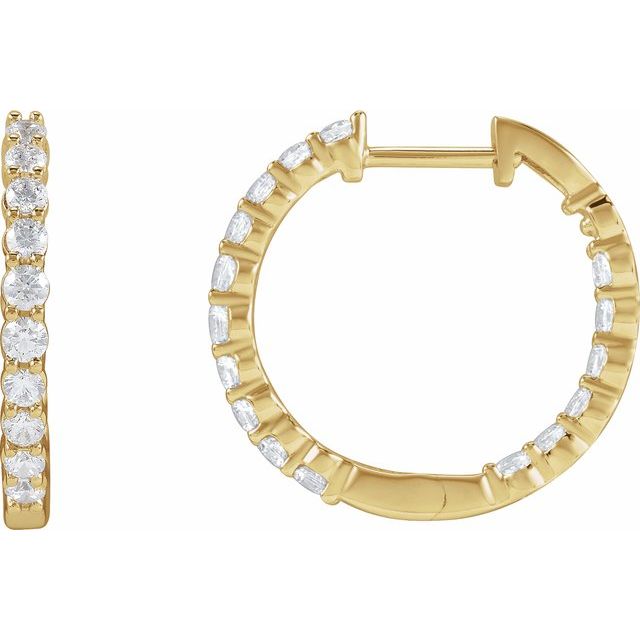 inside-out lab-grown diamond hoop earrings in 14k yellow gold